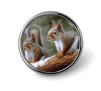 Little Squirrel Round Badge Personalized Lapel Brooch Lightweight Durable Tinplate Badge for Hat Clothes Backpack Pins Decor, Circular, Aluminum, aluminum alloy