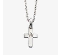 Little Star Childrens Grace Silver Diamond Cross Pendant Necklace LSN0011