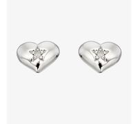 Little Star Girls Suri Silver Diamond Heart Stud Earrings LSE0031