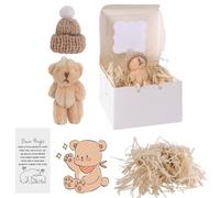 Little Stuffed Soft Pocket Bear Hug with Greeting Card, Cute Hug Comforting Pocket Bear, Relieve Anxiety Mini Bear Hug, Thinking of You Get Well Bear, Light Brown Encourage Bear for Birthday Gifts