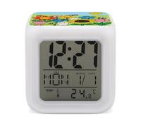 Little Sweetness And Fun in The Flower Field Alarm Clock with 7 Color Changing Night Light Loud Digital Alarm Clock for Heavy Sleeper Electric Desk Clocks with Temperature Display Wake Up Digital Cloc