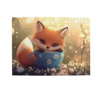 Little Teacup Fox Wooden Puzzle 500 Piece Jigsaw Puzzle for Adults Challenging Puzzle for Game Size 15"x20.4"