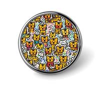 Little Tiger Graffiti Round Lapel Pins for Men Women Metal Button Pin Fashion Personalized Brooch Pins for Men Suits Cute Brooch Badge for Backpack Clothing Hat Bag Decoration