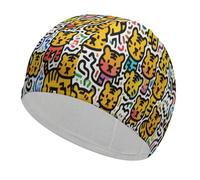 Little Tiger Graffiti Swim Cap Breathable High Elasticity Swimming Caps Waterproof Swim Hat Stylish Bathing Cap Comfortable Swimming Hat for Women Men
