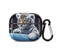 Little Tiger in Space Bluetooth Earbuds Case Cover Full Body Shockproof Protection Hard Case Support Wireless Charging with Keychain Personalized Gift for AirPods 3