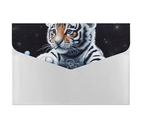 Little Tiger in Space Folder Water-Resistant Accordion Files Organizer Moisture-Proof Expanding File Folder Pockets Reusable Clear File Folders Files Bags Document Holder