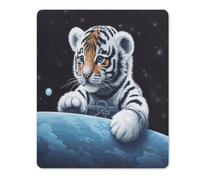Little Tiger in Space Mouse Pad Thin Mouse Mat 12.44