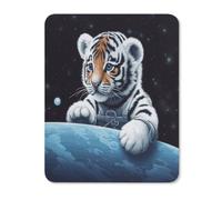 Little Tiger in Space Mouse Pad Thin Mouse Mat 13.68