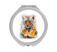Little Tiger on White Folding Make Up Mirror, Compact 2X/1X Magnification Mirror, Women Portable Travel Makeup Mirror 2.4 x 2.4 inch