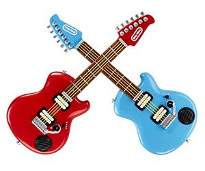 little tikes 658907EUC Real Jam Twice The Fun Two Toy Guitars with Cases & Straps-4 Modes, Volume Control, Bluetooth Connectivity-Encourages Imaginative & Creative Play-for Kids Ages 3+,Red