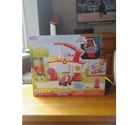 Let's Go Cozy Coupe Fire Station Playset For Tabletop & Floor Play - Includes Cozy Fire Truck, Rescue Hat, Barbecue Grill & Fire Hydrant - For