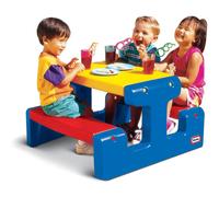 Little Tikes Picnic Table (Primary) - Seats Up to 4 - For Homework, Projects, and Play - Primary Colours