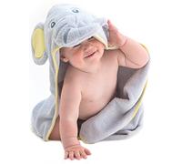 Little Tinkers World Hooded Baby Towel - Elephant, Hooded Bath Towels for Babies, Toddlers and Baby Towel for Boys and Girl (Grey, Baby)
