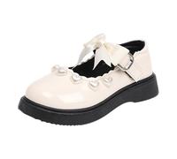 Little Toddler Girls Dress Shoes Platform ary Jane Kids Girls Cute niform Shoes with Pearls Girl Ballet Flat for Wedding a y (Beige, 12 Little child)