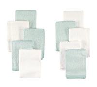 Little Treasure 10 Piece Rayon from Bamboo Washcloths, Teal & White