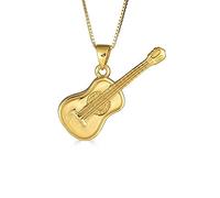Little Treasures Sterling Silver 14 ct Yellow Gold Plated Acoustic Guitar Music Pendant Necklace (Available Chain Length 16"- 18"- 20"- 22") 18