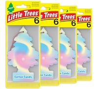 LITTLE TREES Car Air Freshener I Hanging Tree Provides Long Lasting Scent for Auto or Home I Cotton Candy, 6-Packs (4 Count)