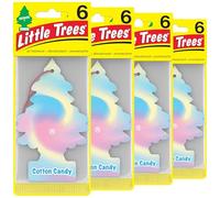 LITTLE TREES Car Air Freshener I Hanging Tree Provides Long Lasting Scent for Auto or Home I Cotton Candy, 6-Packs (4 Count)