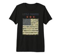 Little Trooper Patriotic Camouflage Flag Graphic Premium T-Shirt