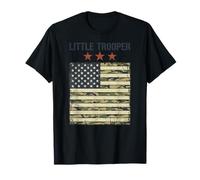 Little Trooper Patriotic Camouflage Flag Graphic T-Shirt
