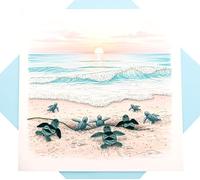 Little Turtle, Big World, Quilling Card 3D - Unique Dedicated Handmade, Design Greeting Card for Birthday, Valentine's Day, Mothers Day, Spring, Fathers Day, Graduation, Wedding, Anniversary, Thank