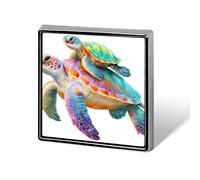 Little Turtle Riding on The Back Adult Sea Turtle Unisex Brooches & Pins Square Lightweight Lapel Badge Jewelry for Clothing Shawl Hat