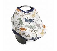 Little Unicorn 100% Cotton Muslin Car Seat Canopy | Super Soft Lightweight Cover with Window | Breathable | Magnetic Closure | Baby and Infant | Machine Washable | Shower Gift | Dino Friends