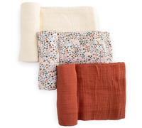 Little Unicorn Premium Muslin Swaddle Blanket 3 Pack for Swaddling, Playing, Breastfeeding and More, Gift Set of 3 (Pressed Petals)