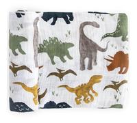 Little Unicorn | Premium Quality, Multi-Purpose, 100% Cotton Muslin Baby Swaddle Blanket | Single 47"x47" (Dino Friends)