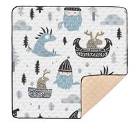 Little Vikings Trendy Scandinavian 1_1 Soft Thick Baby Activity Play Mat for Indoor Outdoor Waterproof Infant Play Activity Mat for Baby Kids Toddlers Infants, 50'' x 50''
