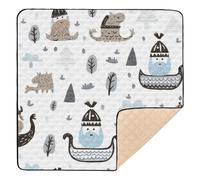 Little Vikings Trendy Scandinavian 1_3 Cute Foldable Baby Gym & Activity Mat for Indoor Outdoor Waterproof Tummy Time Mat for Baby Toddler Infant, 50'' x 50''