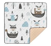 Little Vikings Trendy Scandinavian 1_4 Large Sturdy Baby Playmat for Indoor Outdoor 1-Piecing Tummy Time Mat for Babies Infants Toddlers, 50'' x 50''