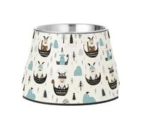 Little Vikings Trendy Scandinavian Bowls for Dogs Non Skid Stainless Steel Pets Dish Bowl for Dogs Cats Rabbits Birds Slow Down Eating