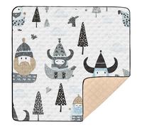 Little Vikings Trendy Scandinavian Cute Foldable Baby Playmat for Indoor Outdoor Washable Playroom Activity Mat for Baby Kids Toddlers Infants, 50'' x 50''