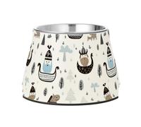 Little Vikings Trendy Scandinavian Dogs Food Water Bowl Non Skid Stainless Steel Cats Food Dish for Slow Feed Dogs Whisker Relief