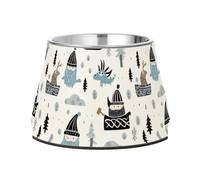 Little Vikings Trendy Scandinavian3 Feed Dog Bowl Non Skid Stainless Steel Cats Food Bowls for Dogs Cats Rabbits Birds Slow Down Eating