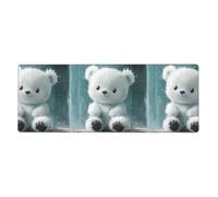 Little White Bear in The rain Printed Extra Large Mouse Pad 12x31.5in for Office, Gaming, and Learning - Durable, Comfortable, and Environmentally Friendly