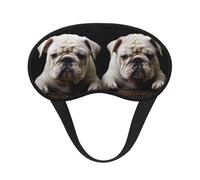 Little White Bulldog Sleep Mask for Side Sleeper, Blackout Sleep Eye Mask Comfortable Blindfold Eyeshade Soft Breathable Sleeping Mask with Elastic Strap Silk Eye Covers for Travel