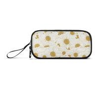 Little White Daisy Nylon Large Pencil Bag Big Capacity Art Pencil Case Stationery Organizer for Middle School Kids