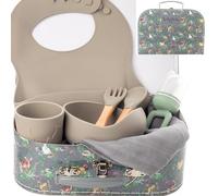 Little White Deer Luxury Newborn Baby Organic Gift Set Hamper UK Company - Neutral Boys Girls Silicon Weaning Dinner Set Feeder Teether Muslin Burp Cloth