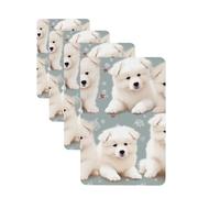 Little White Dogs Pattern Car Air Fresheners Cards 4 Pcs Hanging Fragrance Scented Cards Long-Lasting Car Aromatherapy Tablets for Wardrobe Bathroom Car Interior Mirror Pendant Gifts