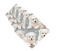 Little White Dogs Pattern Car Air Fresheners Cards 4 Pcs Hanging Fragrance Scented Cards Long-Lasting Car Aromatherapy Tablets for Wardrobe Bathroom Car Interior Mirror Pendant Gifts
