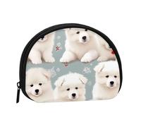 Little White Dogs Pattern Coin Purse with Zipper Mini Coin Pouch Small Change Wallet for Men Women Coin Bag Personalized Credit Card Bags Everything Storage Pouch for Headset ID Key Lipstick