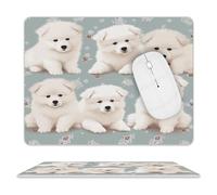 Little White Dogs Pattern Leather Mouse Pad Mouse Mat