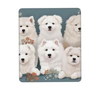 Little White Dogs Pattern Mouse Pad with Non-Slip Rubber Base 7.9 x 9.5 in Mouse Mat with Stitched Edge Gaming Mousepad for Wireless Mouse Computer Laptop Home Office Desk Pad