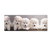 Little White Dogs Pattern Printed Desktop Mouse pad Large Size Rubber Keyboard pad Suitable for Office and Home 31.5 inches x 12 inches