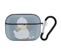 Little White Duck AirPods Pro Case Cover with Keychain Ring PC Hard Shell Protective Case for AirPods Pro 2nd for Women Men Generation Easy Open Full Drop Protection Cover Black-Style