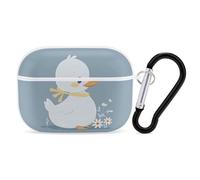 Little White Duck AirPods Pro Case Cover with Keychain Ring PC Hard Shell Protective Case for AirPods Pro 2nd for Women Men Generation Easy Open Full Drop Protection Cover White-Style