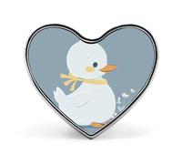 Little White Duck Heart Pin, 1 Inch Metal Love Lapel Pins - Lightweight, Smooth Edges, Versatile Badge Brooch for Jackets, Shirts, Bags, Gifts for Friends, Family