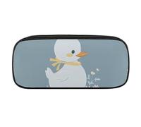 Little White Duck Pencil Case Waterproof Leather Pencil Pouch Multi-purpose Aesthetic Makeup Bag Cute Pen Bag Large Cosmetic Bag for Office Stationery, Travel
